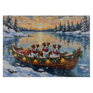 Jack Russell Terrier Weihnachtsboot Feiertage Schneidebrett