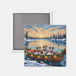 Jack Russell Terrier Weihnachtsboot Urlaub Magnet