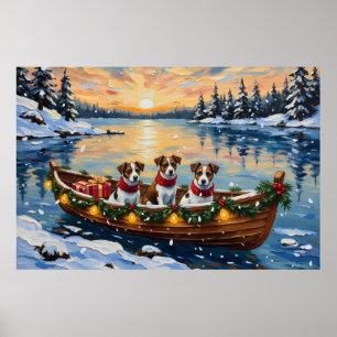 Jack Russell Terrier Weihnachtsboot Urlaub Poster