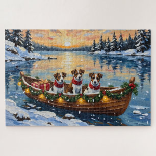 Jack Russell Terrier Weihnachtsboot Urlaub Puzzle
