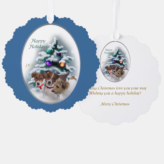 Jack Russell Terrier Weihnachtsgeschenke Ornament Karte (Vorderseite/Rückseite)
