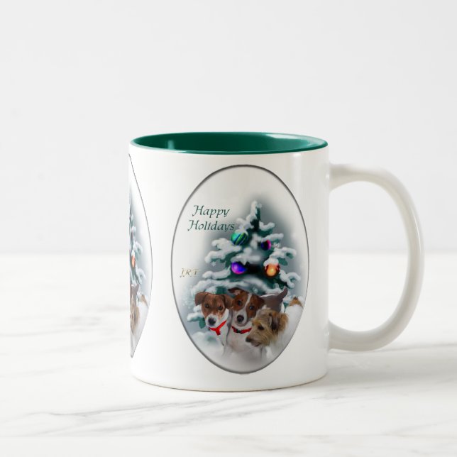 Jack Russell Terrier Weihnachtsgeschenke Zweifarbige Tasse (Rechts)