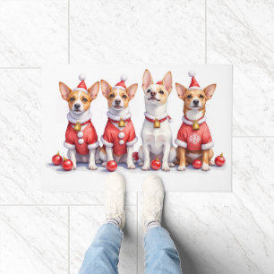 Jack Russell Terrier Weihnachtskleid Santa Hut Fußmatte