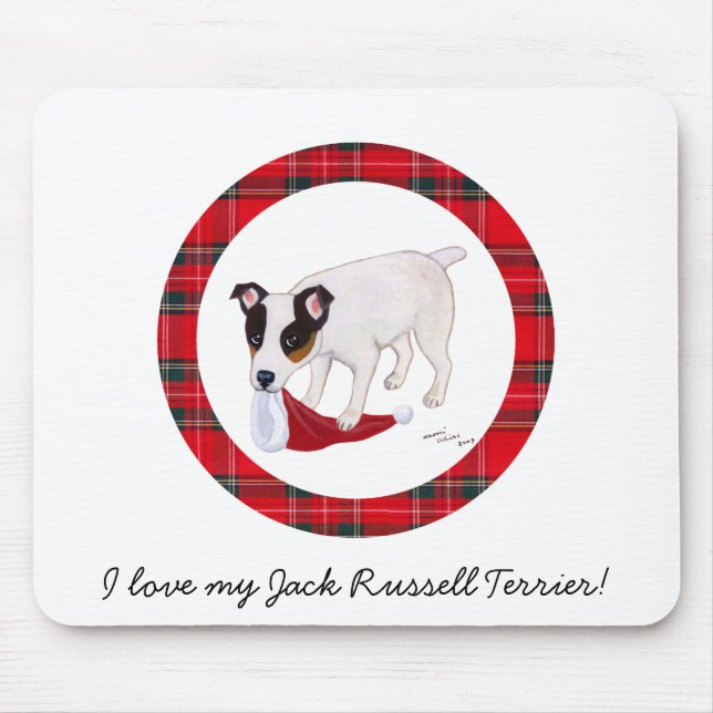 Jack-Russell-Terrier-WeihnachtsTartan Mousepad (Vorne)