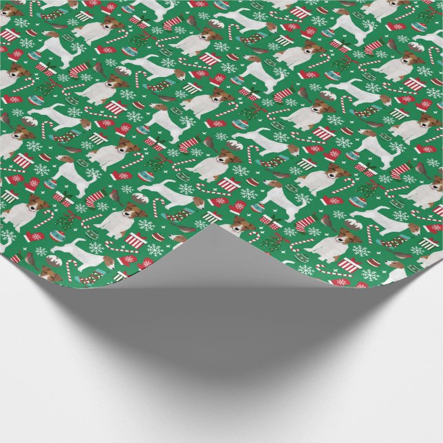 Jack Russell Terrier Weihnachtsverpackung Geschenkpapier (Ecke)