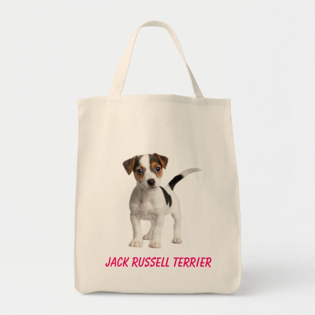 Jack Russell Terrier Welpe Hund Lebensmittelgeschä Tragetasche (Vorne)