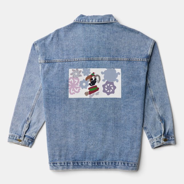 Jack Russell Terrier Winter  Jeansjacke (Rückseite)