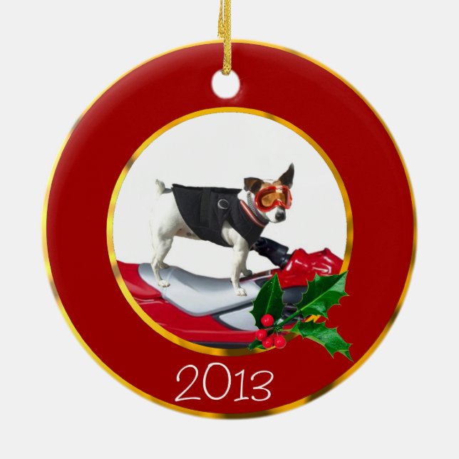 Jack-Russell-Terrierhund Keramik Ornament (Hinten)