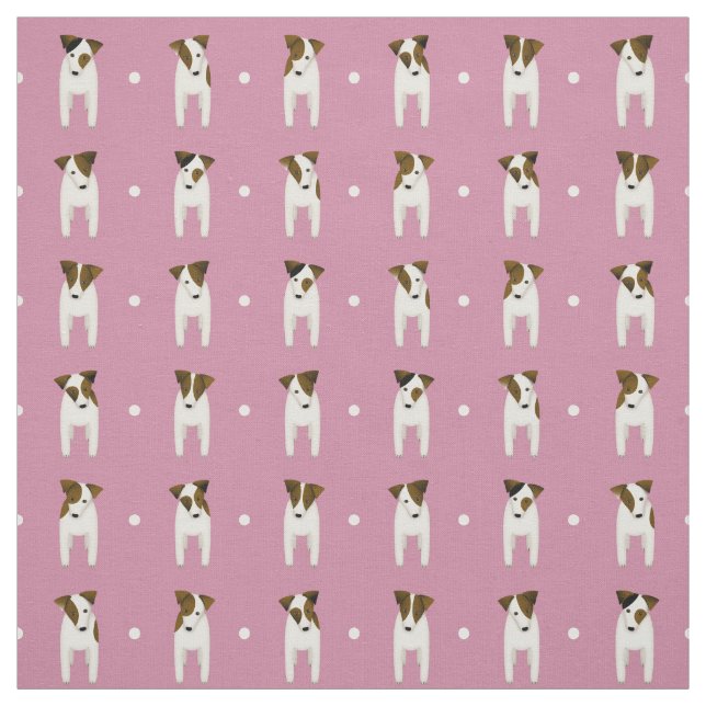 Jack Russell Terriers Button dot staubige Rose Stoff (Muster)