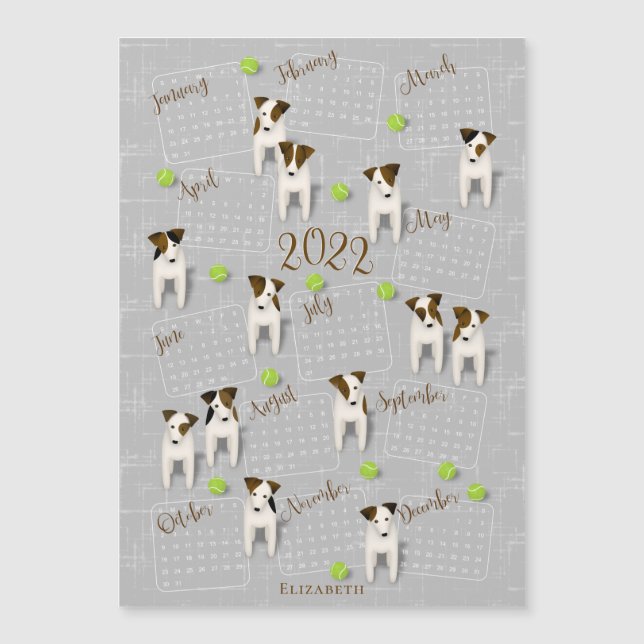 Jack Russell Terriers Dog Liebhaber 2022 Kalender Magnetkarte (Vorderseite)