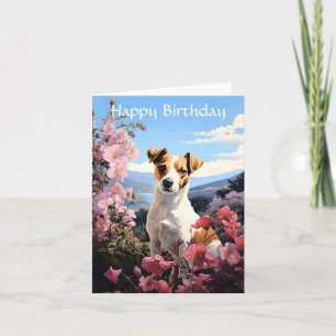 Jack Russell Terrier's Floral Haven Geburtstag Karte