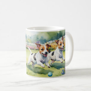 Jack Russell Terriers Playful Dogs Watercolor Kaffeetasse