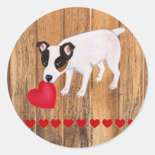 Jack-Russell-Terriervalentine-Aufkleber hölzern Runder Aufkleber