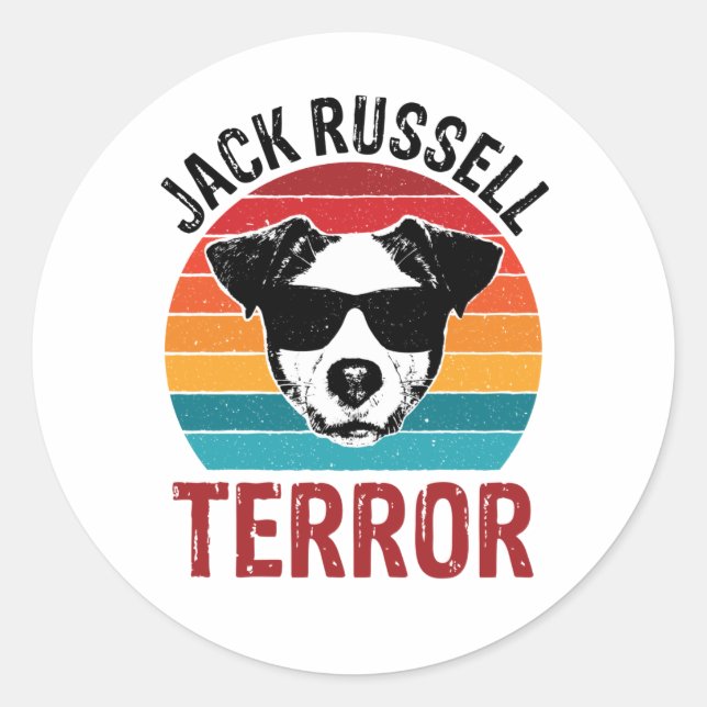 Jack Russell Terror Terrier Funny Dog Sonnenbrille Runder Aufkleber (Vorderseite)