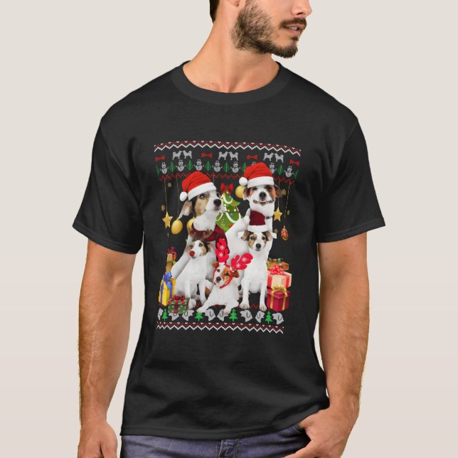 Jack Russell Ugly Santa T-Shirt (Vorderseite)