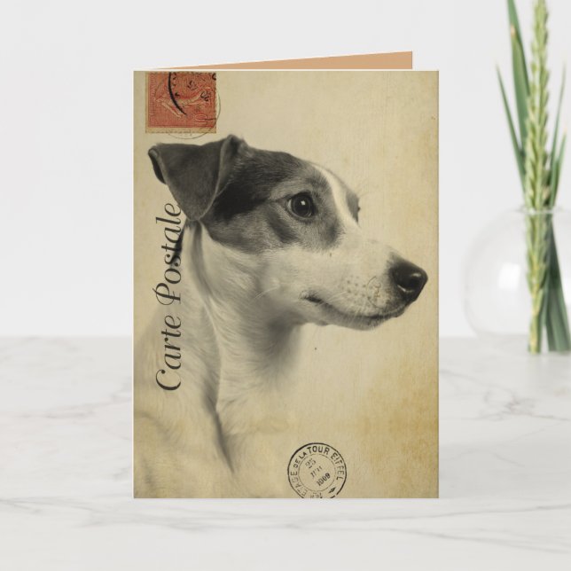 Jack Russell Vintag Postcard Dankeskarte (Vorderseite)