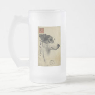 Jack Russell Vintage Postkarte Mattglas Bierglas