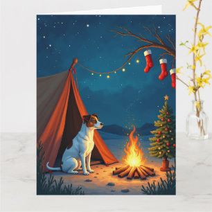 Jack Russell Weihnachts-Camping-Nacht-Malerei Karte