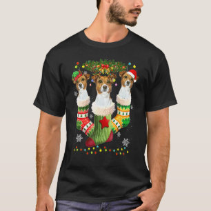 Jack Russell Weihnachts Socken Baum Licht Xmas San T-Shirt
