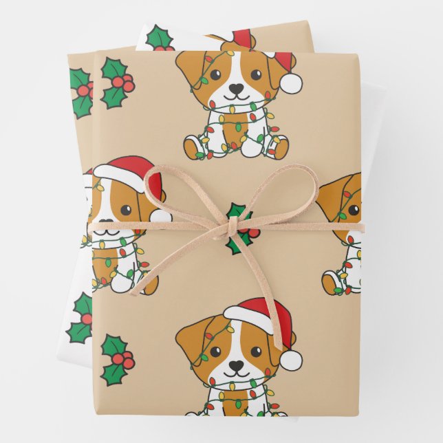 Jack Russell Weihnachtsferien Geschenkpapier Set (Beispiel)