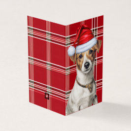 Jack Russell Weihnachtshund mit Red Holiday Karier