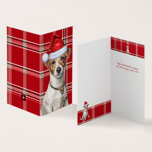 Jack Russell Weihnachtshund mit Red Holiday Karier