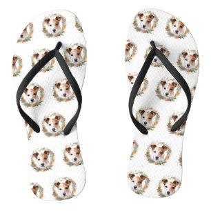 Jack Russell Weihnachtskranz Festiver Hund Flip Flops
