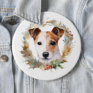Jack Russell Weihnachtsmann Festliche Jungfrau Button