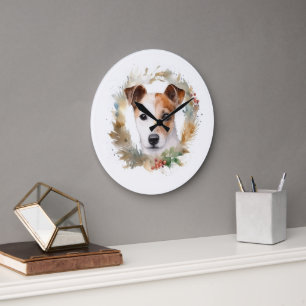 Jack Russell Weihnachtsmann Festliche Jungfrau Große Wanduhr