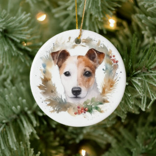 Jack Russell Weihnachtsmann Festliche Jungfrau Keramik Ornament