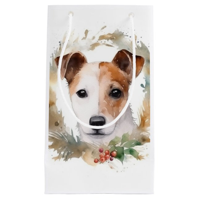 Jack Russell Weihnachtsmann Festliche Jungfrau Kleine Geschenktüte (Vorderseite)