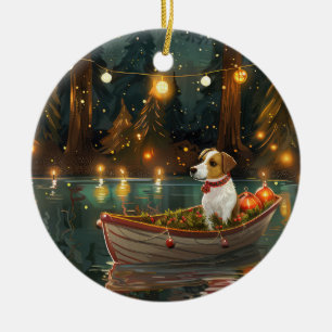 Jack Russell Weihnachtsreise Keramik Ornament