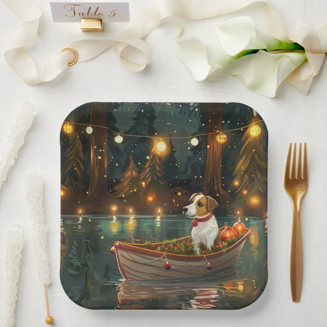 Jack Russell Weihnachtsreise Pappteller (Hochzeit)