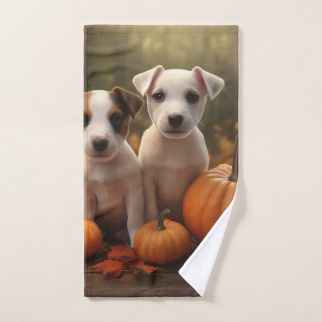 Jack Russell Welpe Autumn Delight Pumpkin Badhandtuch Set (Handtuch)