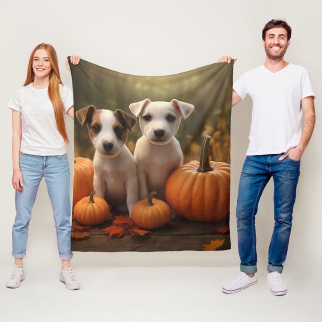 Jack Russell Welpe Autumn Delight Pumpkin Fleecedecke (Beispiel)