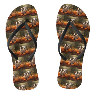 Jack Russell Welpe Autumn Delight Pumpkin Flip Flops