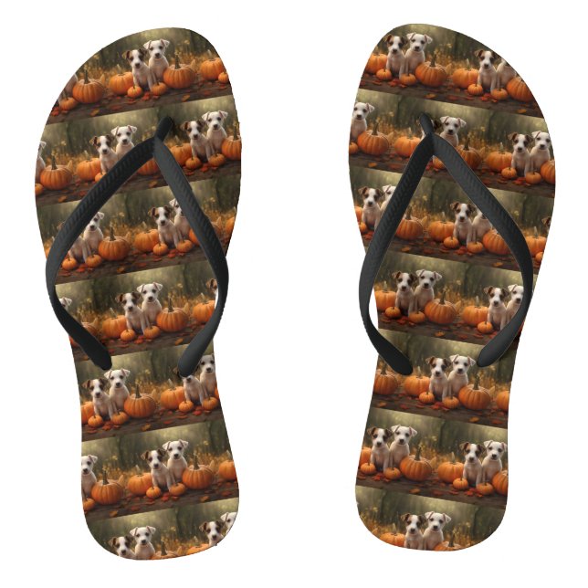 Jack Russell Welpe Autumn Delight Pumpkin Flip Flops (Fußbett)