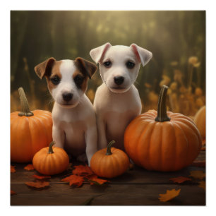 Jack Russell Welpe Autumn Delight Pumpkin Poster