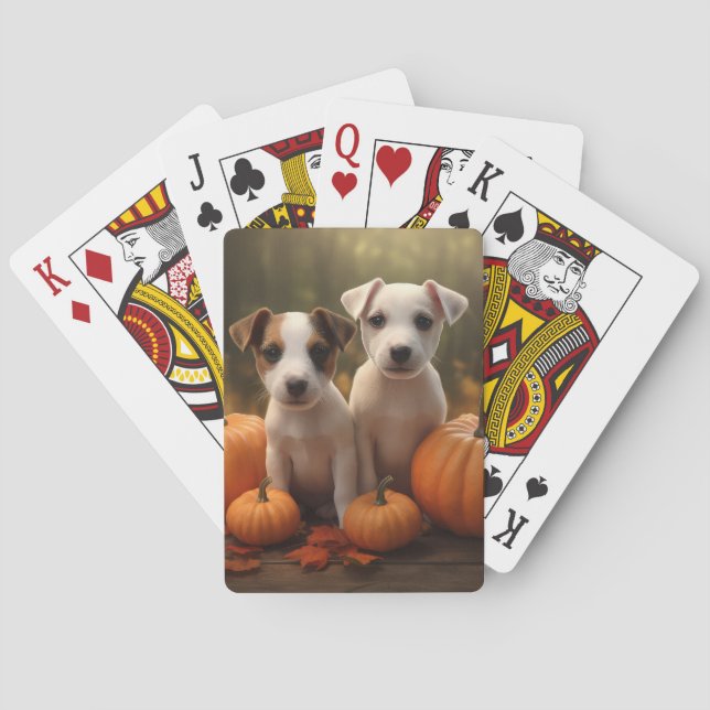 Jack Russell Welpe Autumn Delight Pumpkin Spielkarten (Rückseite)