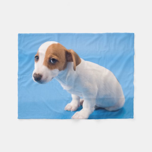 Jack-Russell-Welpe Fleecedecke (Vorderseite (Horizontal))