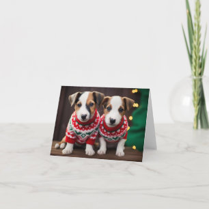Jack Russell Welpen in Christmas Sweatcard Karte