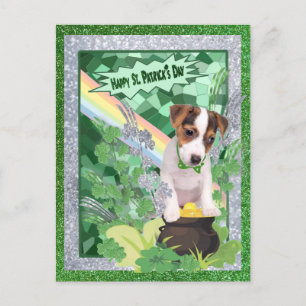 Jack Russell Welppy Number 1 Happy St Patricks Day Postkarte