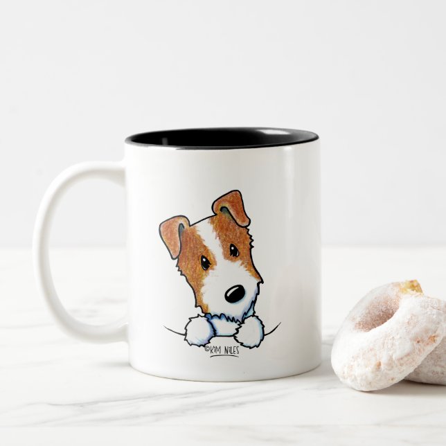Jack Russell Zweifarbige Tasse (Mit Donut)