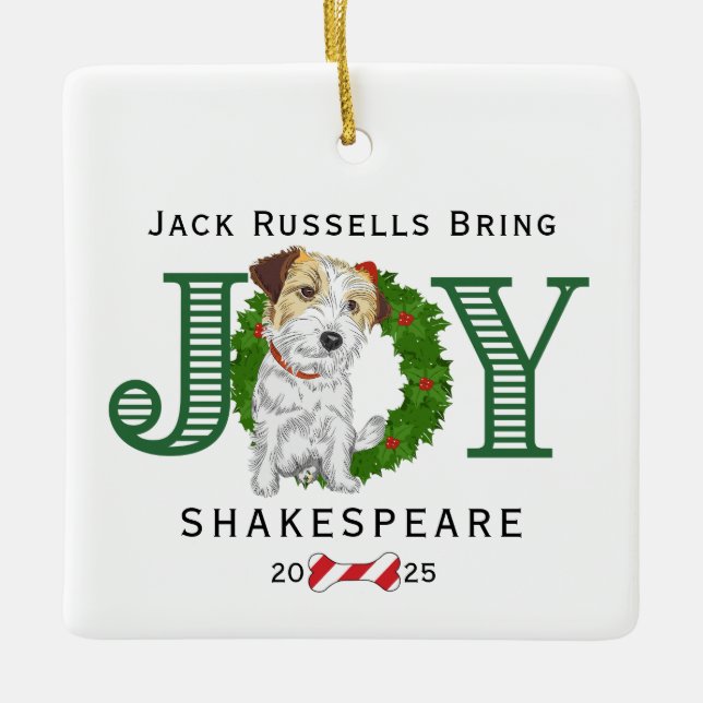 Jack Russells bringt Freude Keramikornament (Vorderseite)
