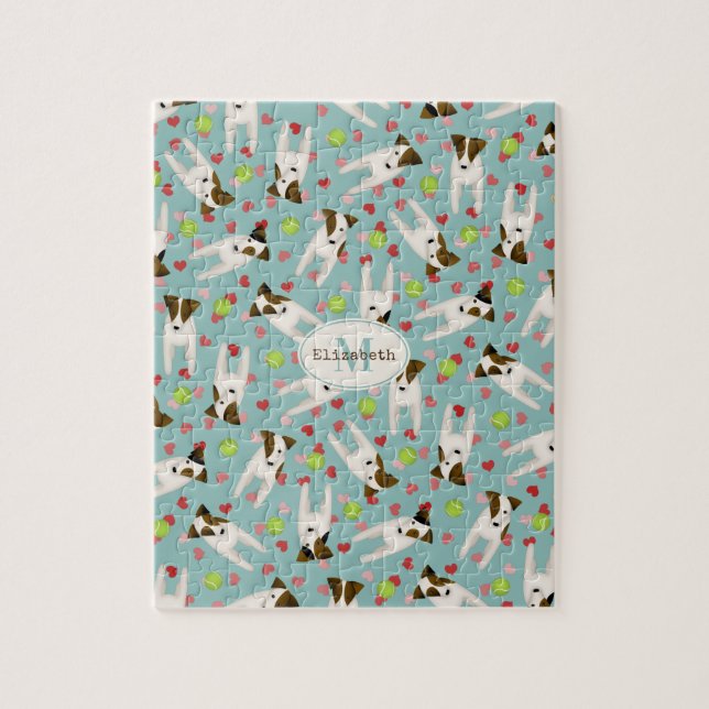 Jack Russells Tennisbälle Herz niedliches Hundesch Puzzle (Vertikal)