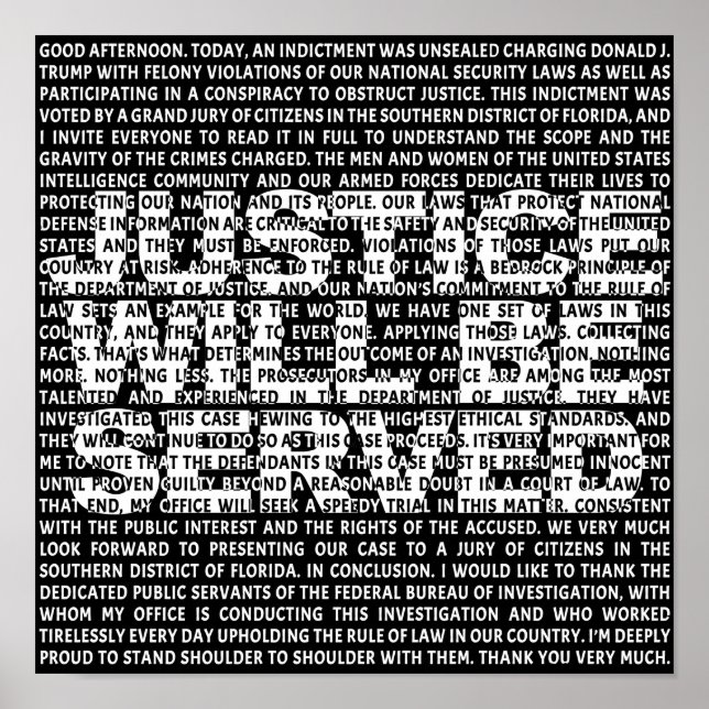 Jack Smith gegen Trump Ankündigung politischen Zit Poster (Vorne)