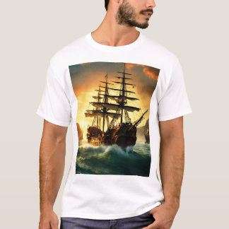 Jack Spatschiff Segelboot in den Goldenen Horizont T-Shirt