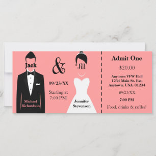 Jack- und Jill-Dusche-Ticket für Rosa Groom und Br