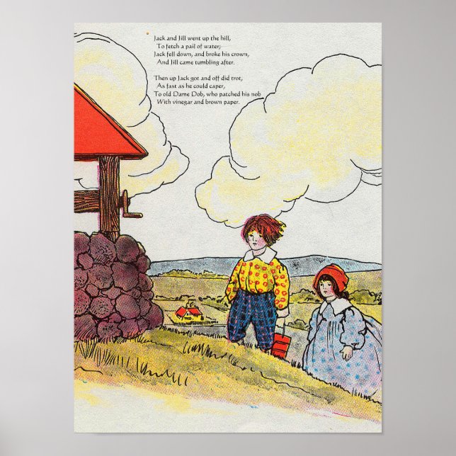 Jack und Jill gingen hinauf zum Kinderzimmer Rhyme Poster (Vorne)