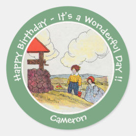 Jack und Jill Mother Goose Geburtstagsartikel Runder Aufkleber